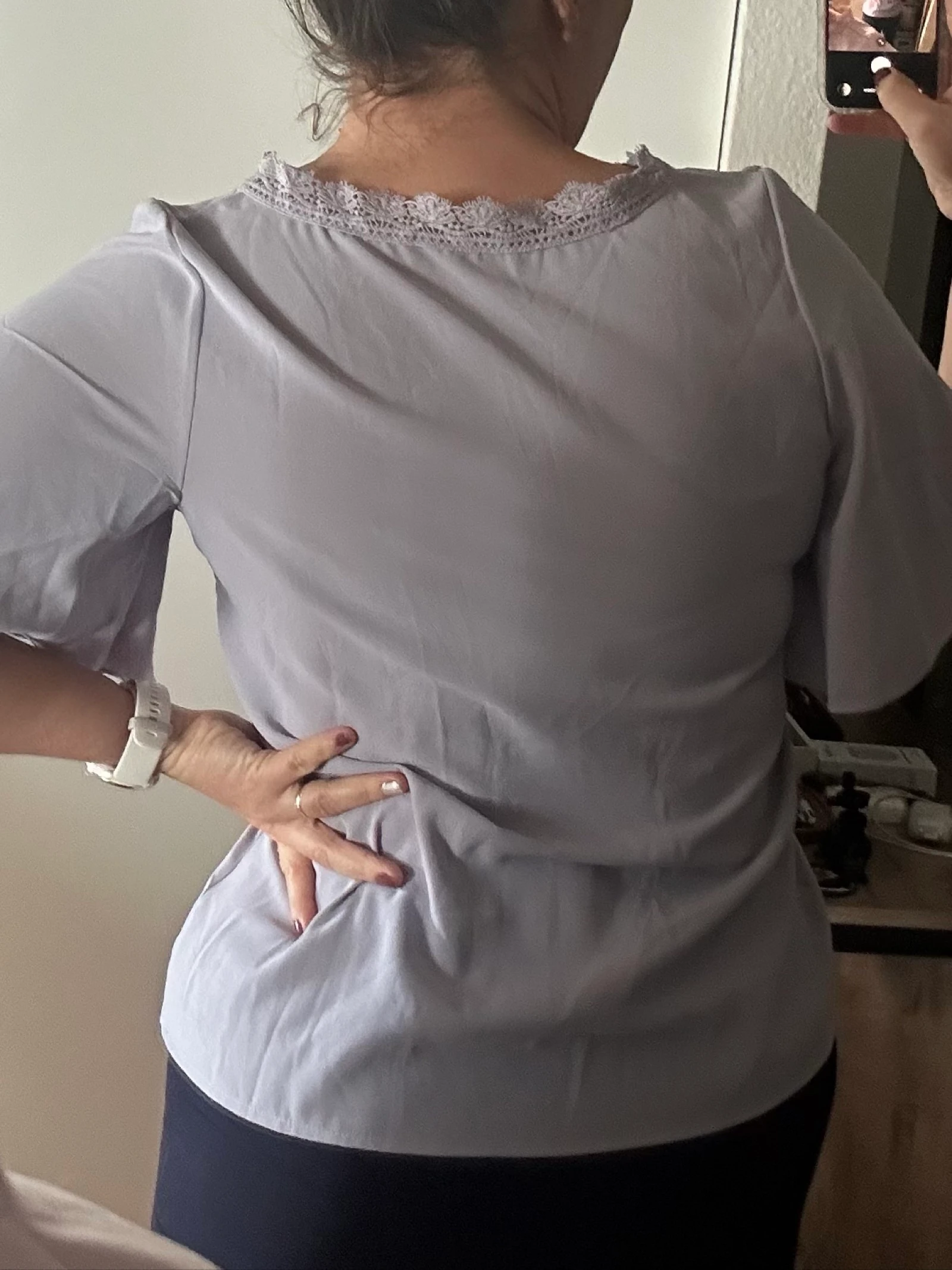 Blusa gola V lilás tamanho P – photo 4
